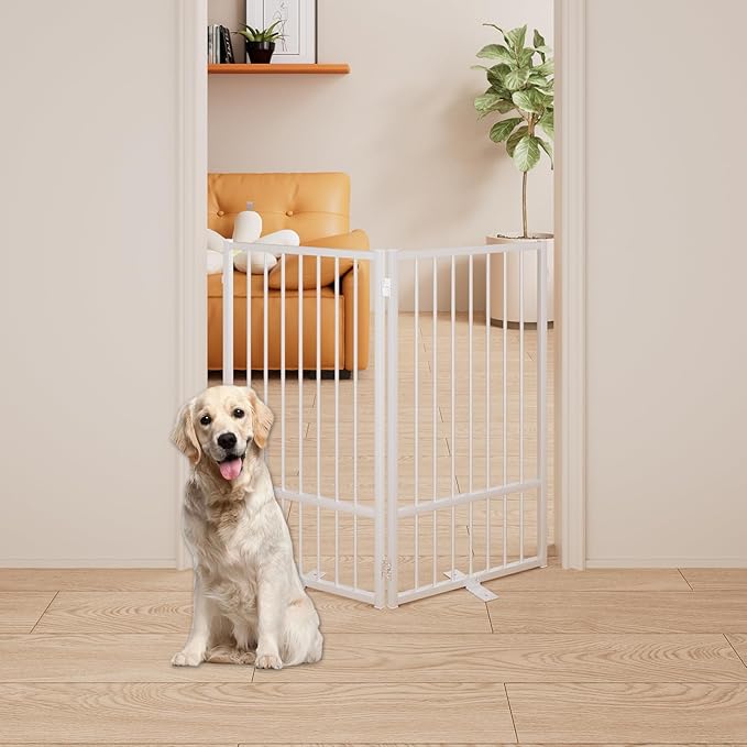 2 Panels Full Metal Freestanding Dog Gates, 40” W x 36” H Folding Pet Gate Fence - Image 3