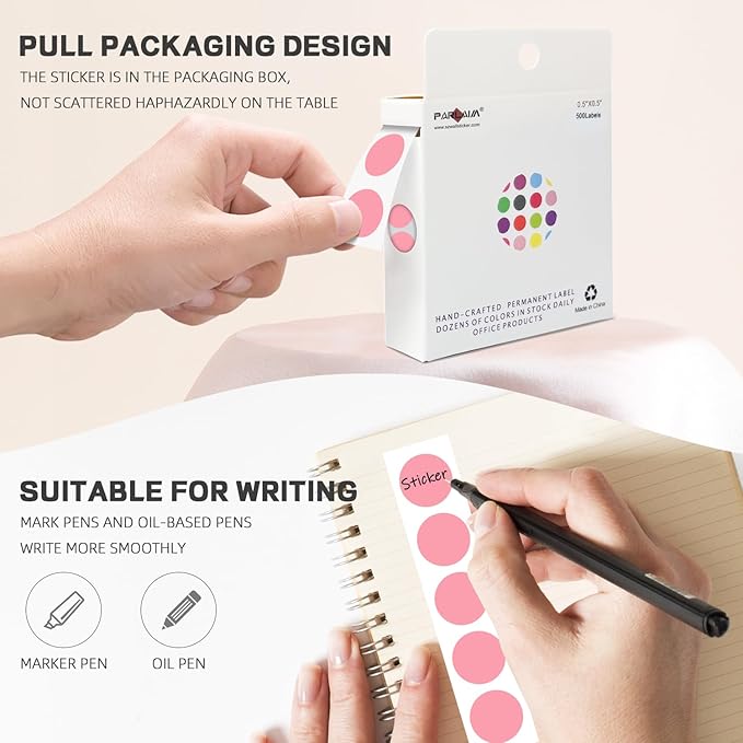 PARLAIM 1/2 Inch Round Adhesive Color-Code Dot Stickers, 500 Stickers Inventory - Image 3