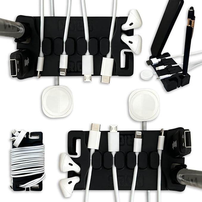 DeskBrick 2PK – Patented Non-Slip Steel-Weighted Desk Organizers & Cable by CordBrick