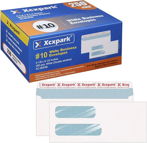 250 PCS #10 Double Window White Security Envelopes by Xxcxpark