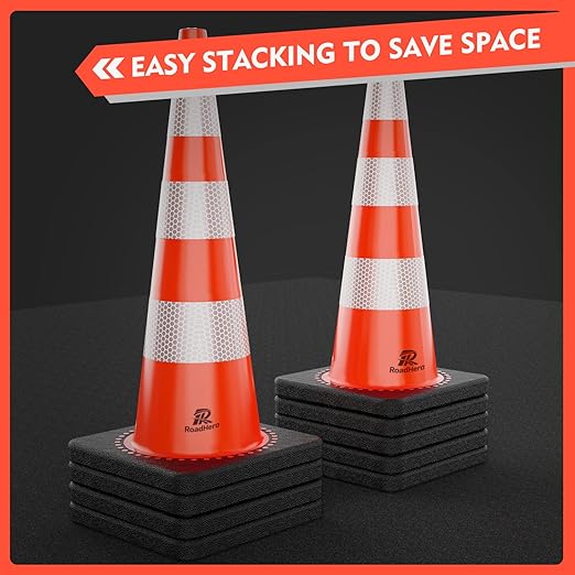 RoadHero 12 Pack Traffic Safety Cones 36 Inch, PVC Cone - Image 6