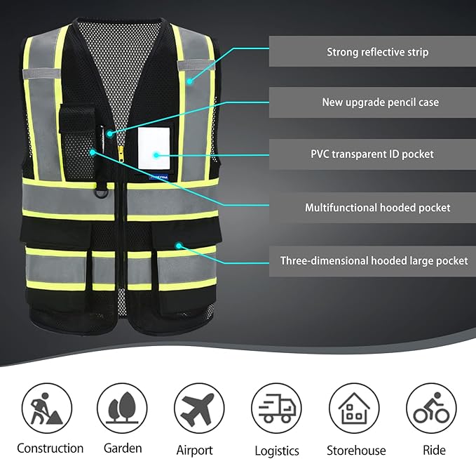 AYKRM 11 color High Vis Reflective Safety Vest - Image 4