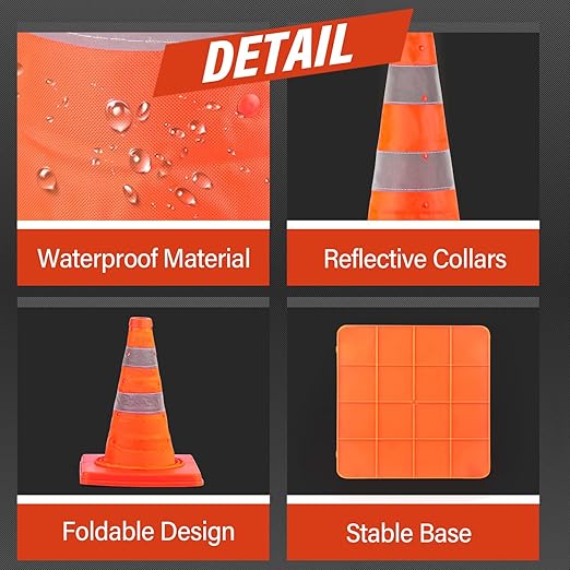 RoadHero 18 Inch 20 Pack Collapsible Traffic Safety Cones, Parking Lots - Image 6