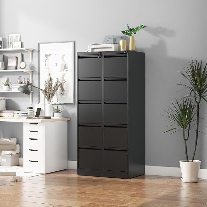 5 Drawer File Cabinet with Lock, Vertical Filing Cabinets - Image 8