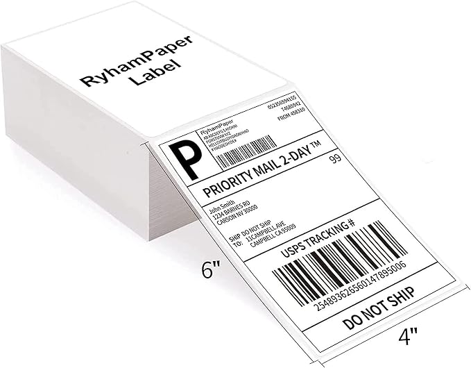 RyhamPaper 4" x 6" Fanfold Direct Thermal Labels by RyhamPaper