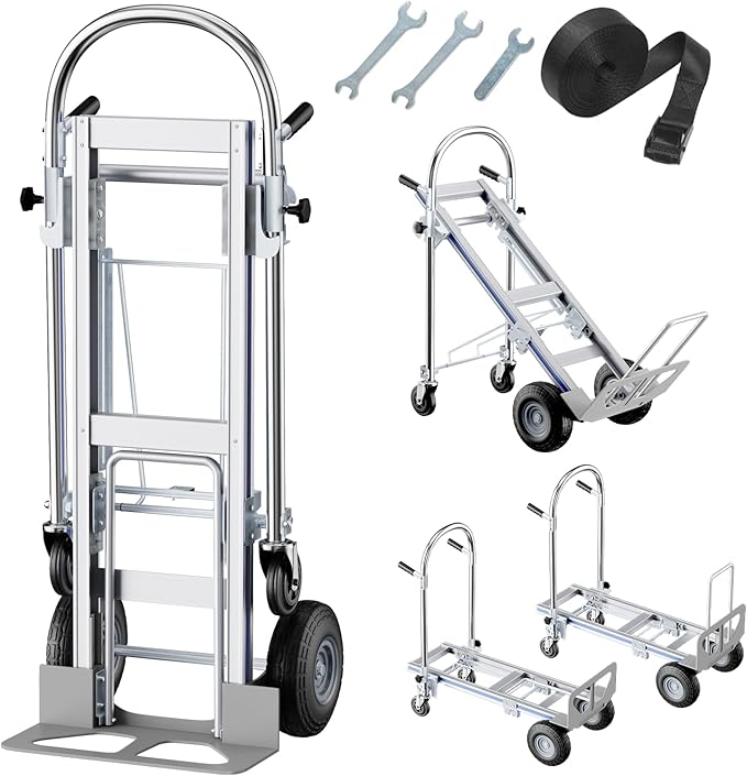 Hand Trucks Heavy Duty Aluminum Dolly Cart, 3 in 1 Design 1000 Lbs Capacity by GEEKPC