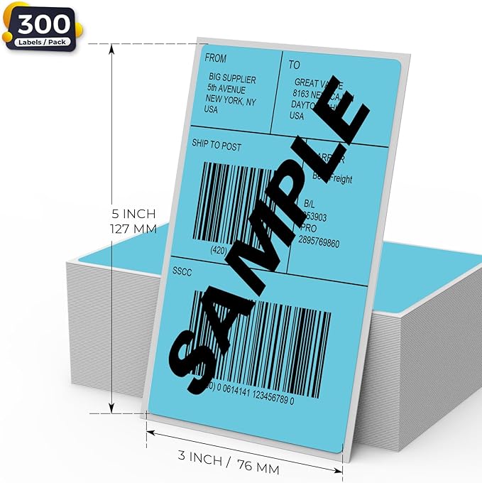 Blue Thermal Labels 3 × 5 Inch Vinyl Self-Adhesive Fanfold Direct Shipping - Image 7