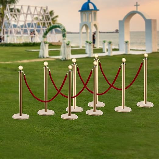 8 PCS Gold Stanchion Posts Queue, Crowd Control Stanchion - Image 2
