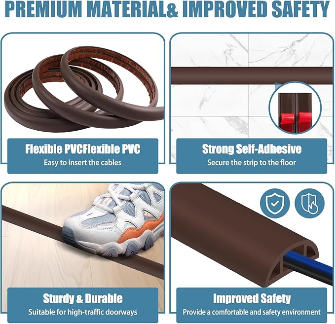 Floor Cord Covers for Wires 10FT Cable Hider Wire Cover Self Adhesive Cord - Image 3