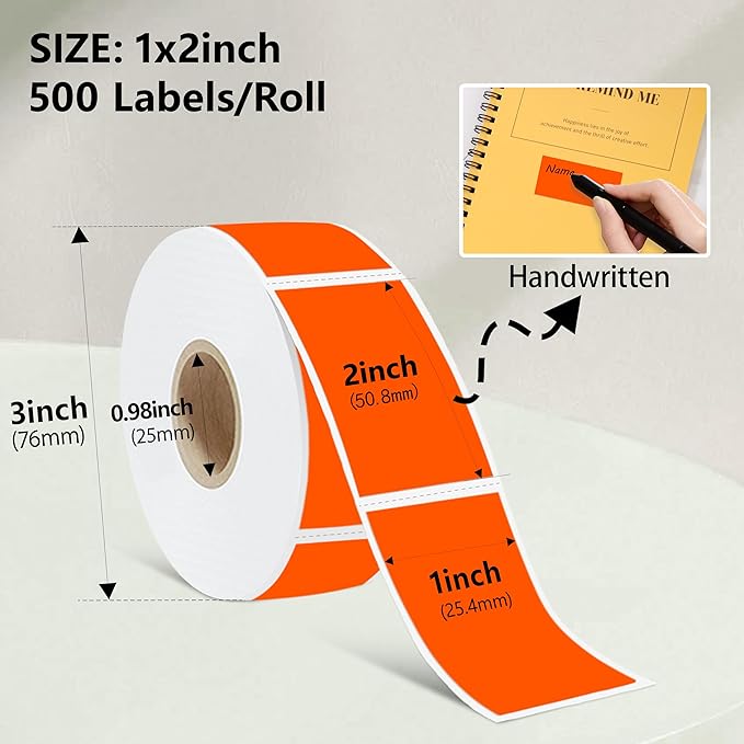 1x2 inch Label Stickers Roll for Thermal Printer 500PCS Colored Removable - Image 3