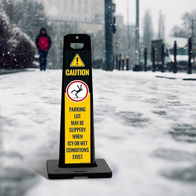 Caution Parking Lot May Be Slippery When Icy Or Wet Conditions Vertical Panel - Image 2
