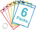 SUNEE 6 Packs Oversized Reusable Dry Erase Pocket Sleeves by SUNEE
