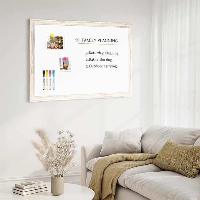 4 THOUGHT Dry Erase Board, 24 x 36 in Magnetic Whiteboard White Vintage Wood - Image 6
