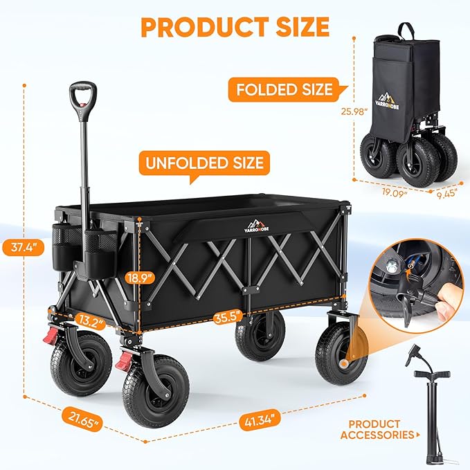 Beach Wagon with 9x3 Big Rubber Wheels - Image 3