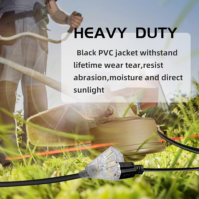 3-Outlets Indoor Outdoor Extension Cord Weatherproof - Image 5