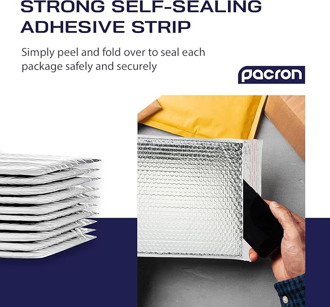 500-Pack Insulated Silver Thermal Bubble Mailers 8 x 11 - Image 2