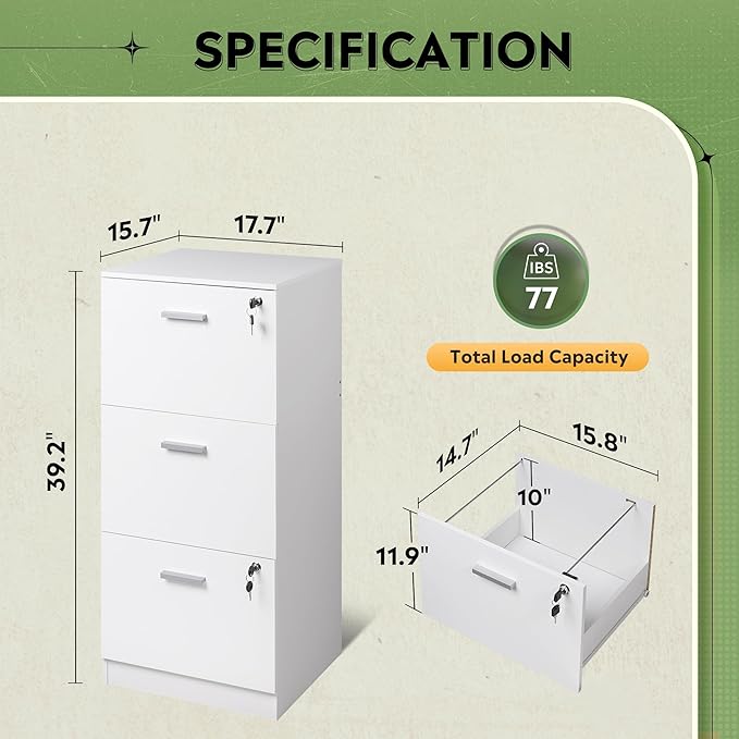 DEVAISE 3 Drawer File Cabinet - Image 3