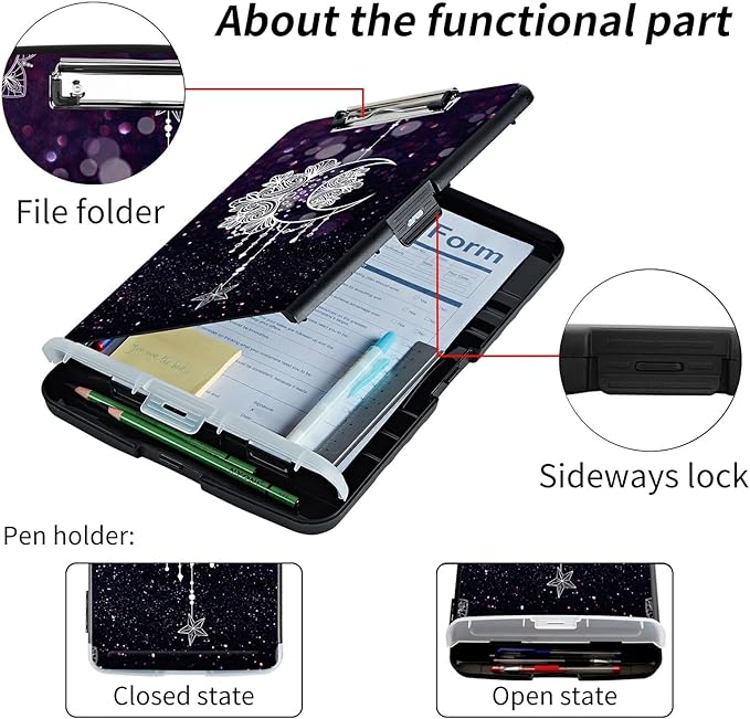 File Clipboard Storage with Pen Holder High Capacity Plastic Nursing Clipboards - Image 5