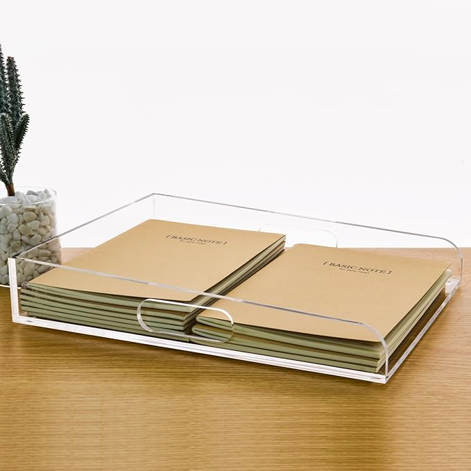 Clear Acrylic Paper Trays, Desk File Organizer, A4 Paper Holder, Low-Profile - Image 3
