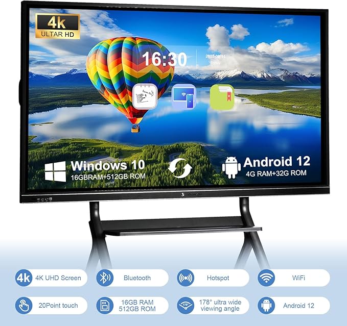 75" Smart Board, 4K UHD Interactive Whiteboard, Digital Touchscreen Smartboard - Image 2