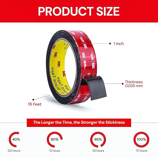 3M Double Sided Mounting Tape, Heavy Duty Waterproof Adhesive, 1 inch by 15 ft - Image 3