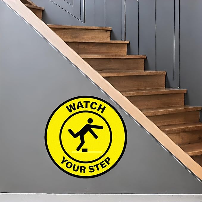 5 Pack Watch Your Step Floor Sticker Anti-Slip Safety Caution Sign 17 × 17 - Image 2