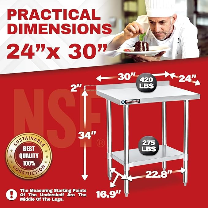 DuraSteel NSF Stainless Steel Table - Image 6