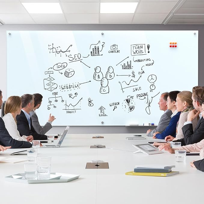 MaxGear Glass Whiteboard 96x48 Inches Wall Mounted, Magnetic White Board - Image 6