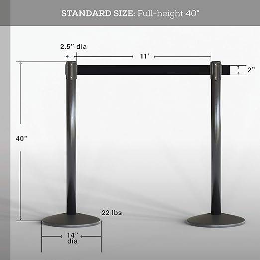 Qbuster Black Stanchions with Retractable Belt, Crowd Control Safety Barrier - Image 5
