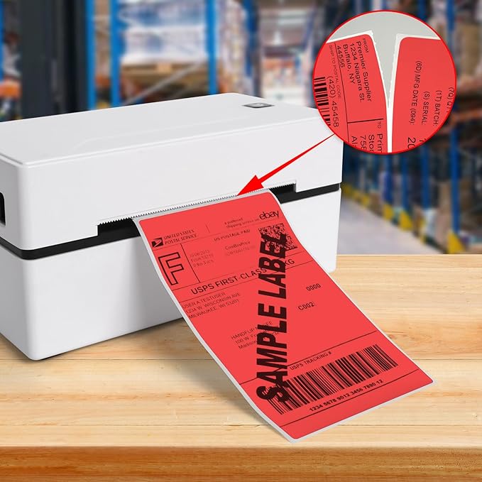 Red Thermal Labels 3 × 5 Inch Vinyl Self-Adhesive Fanfold Direct Shipping - Image 2
