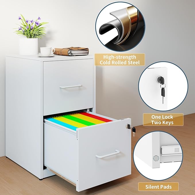 2 Drawer File Cabinet with Lock, Vertical Filing Cabinets - Image 4