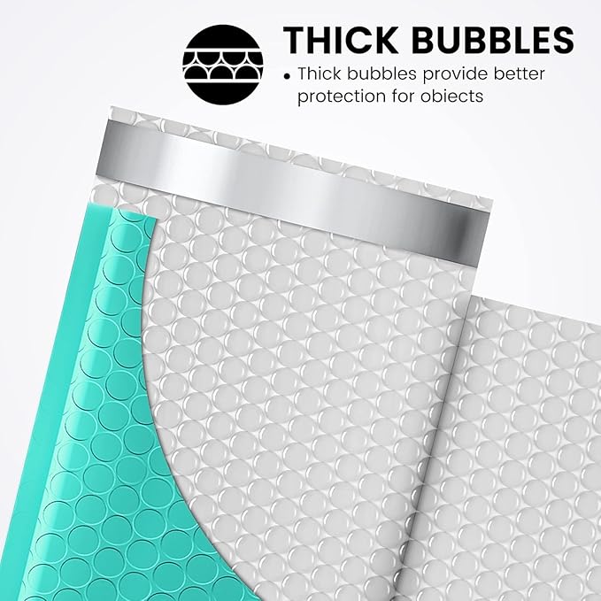 Fuxury Bubble Mailers 4x8" Teal Padded Envelopes 1000Pack Strong Adhesion Thick - Image 4