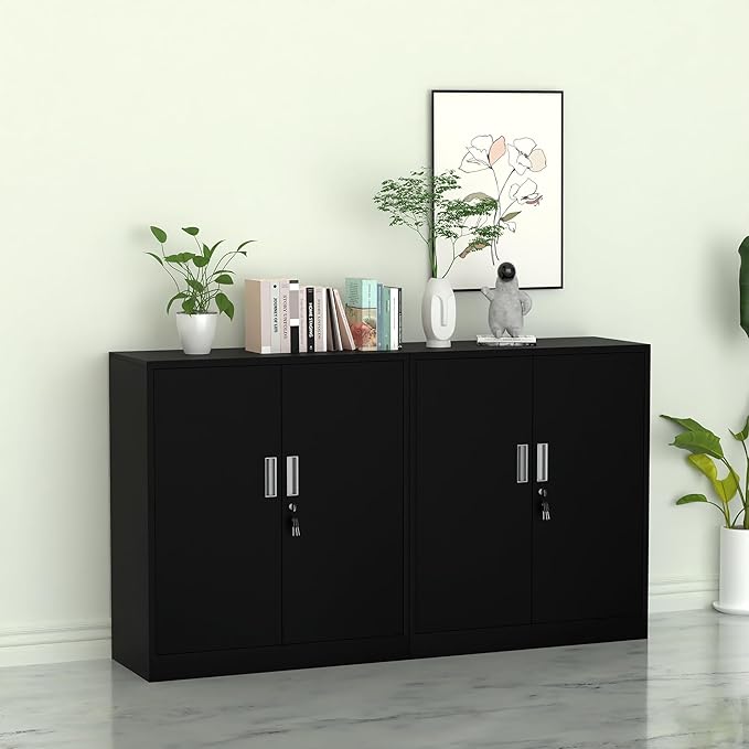 Metal Storage Cabinet with Locking Doors and 2 Adjustable Shelves, Small - Image 7