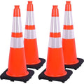 Fluorescent Orange PVC Traffic Cones, Heavy-Duty Black Base Garage Parking Lot by OranLite