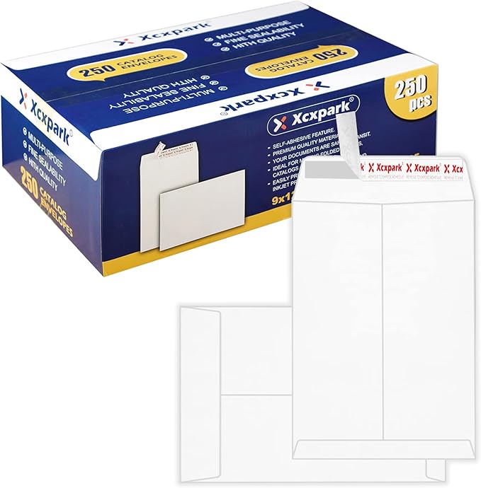 250 PCS 9x12 inches Security Catalog Envelopes Printable Self Seal Envelopes by Xxcxpark