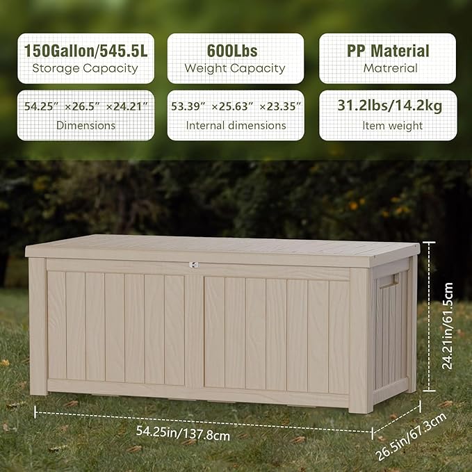 Heavy-Duty 150 Gallon Waterproof Deck Storage Boxes - Image 2