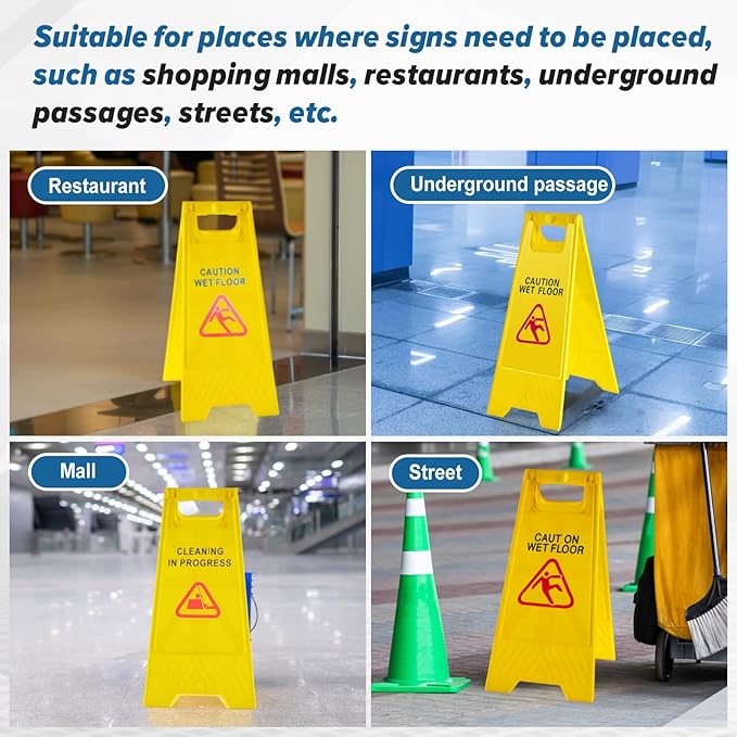 6 Pack24 Inch Blank Floor Sign Yellow A-frame Foldable Caution Sign Write-On - Image 6
