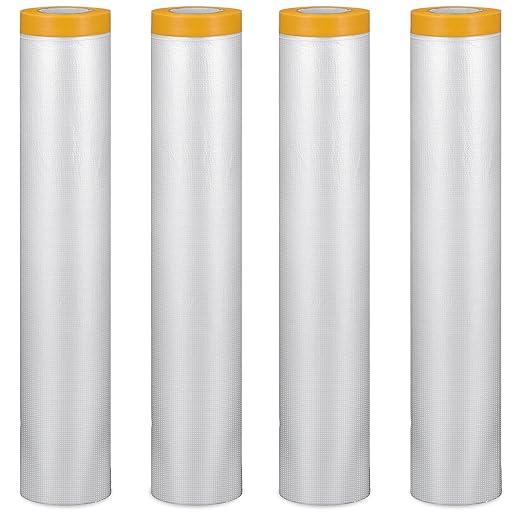 4 Rolls 8.8 x 65 Feet Plastic Sheeting Pre-Taped Masking Film Drop Cloth by Unknown
