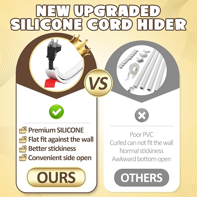 39 Inch Wall Cord Hider, Silicone Self Adhesive Cable Hider Cord Cover - Image 2