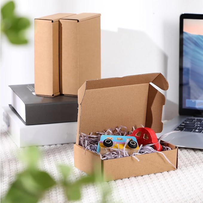 Qilery 100 Pcs Shipping Boxes Cardboard Gift Corrugated Cardboard Brown Boxes - Image 4