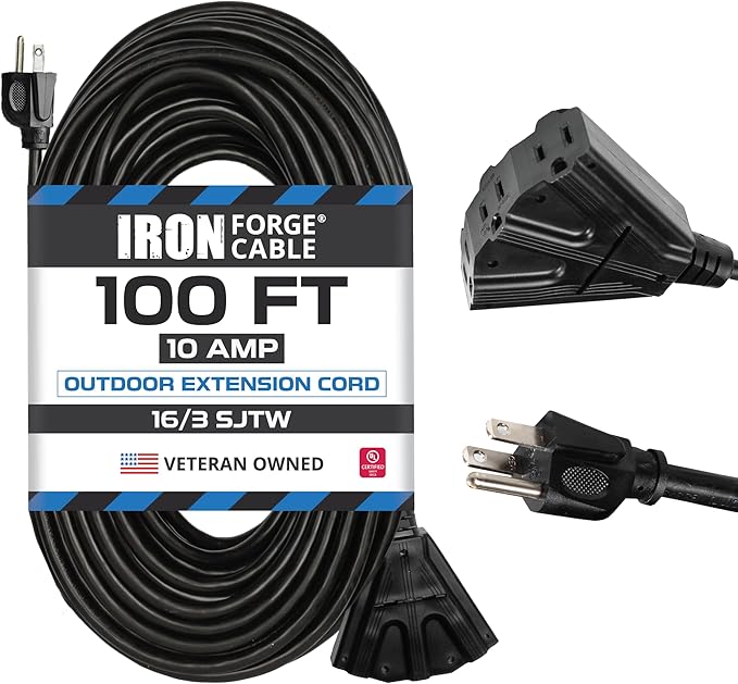 Iron Forge Cable 100 Ft Black Extension Cord by IronForgeCable