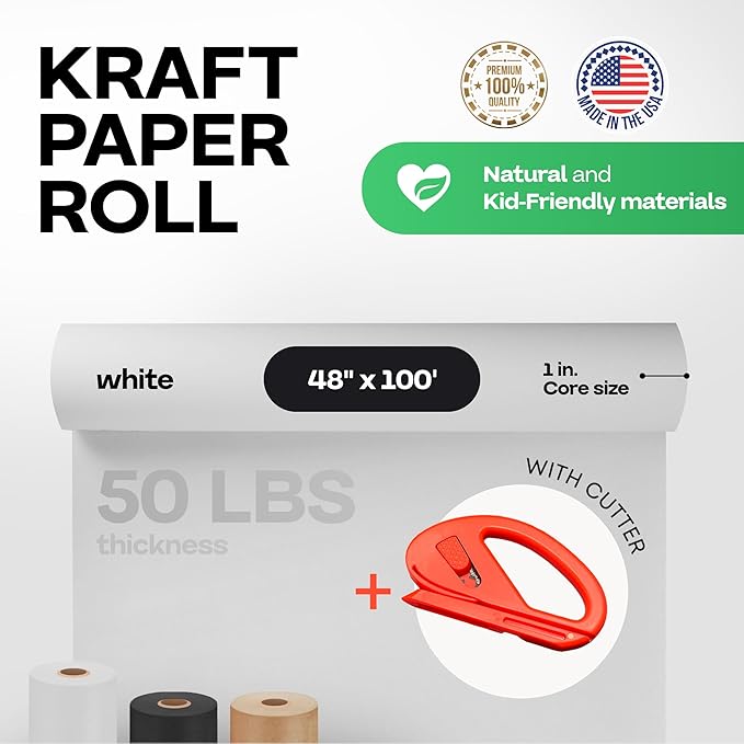 White Kraft Paper Roll 48" x 1200" - Image 2