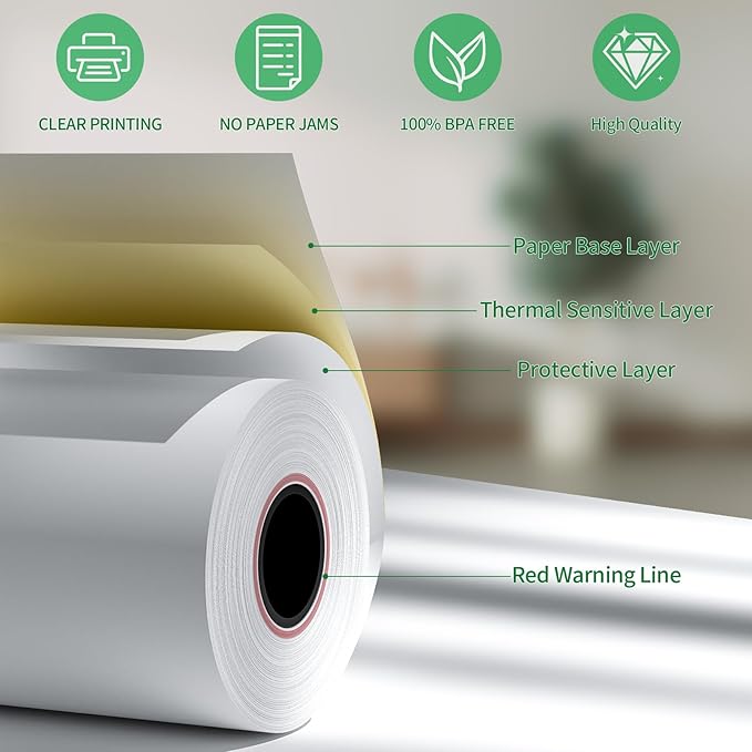 3 1/8" x 230' Thermal Receipt Paper Rolls, Cash Register POS Thermal Paper - Image 3