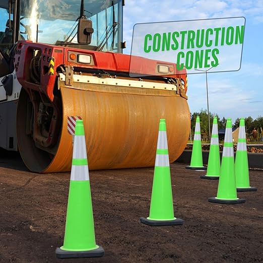 BESEA 6Pack 36” inch Traffic Safety Cones Green Road Parking Cones Construction - Image 3