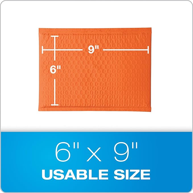 Quality Park Bubble Mailers, 6 x 9 Shipping Envelopes, Water Resistant Orange - Image 6