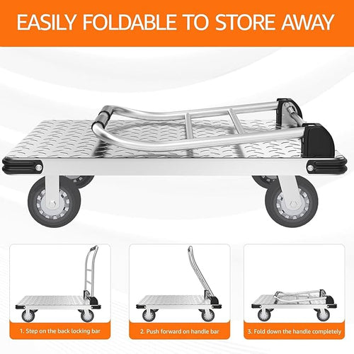 2200 lbs. Capacity Foldable Push Cart Dolly | Moving Platform Hand Truck | - Image 2