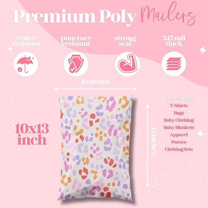10x13 Designer Poly Mailer 100 Pack Heavy Duty Waterproof Self Seal Shipping - Image 3