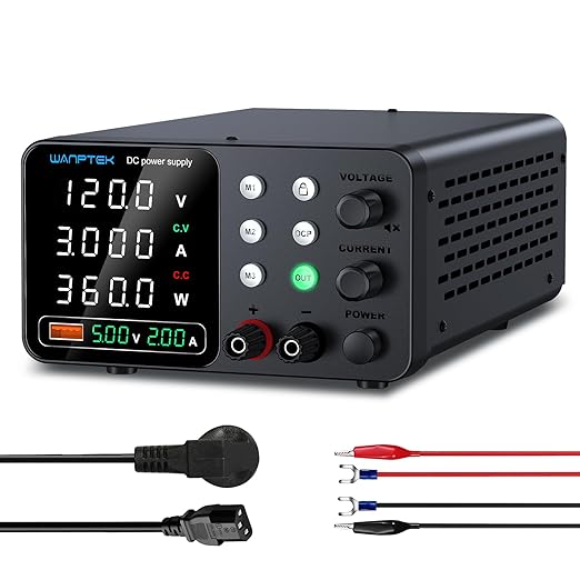 DC Power Supply Variable, 120V 3A Adjustable Switching Regulated Bench Power by WANPTEKPOWER