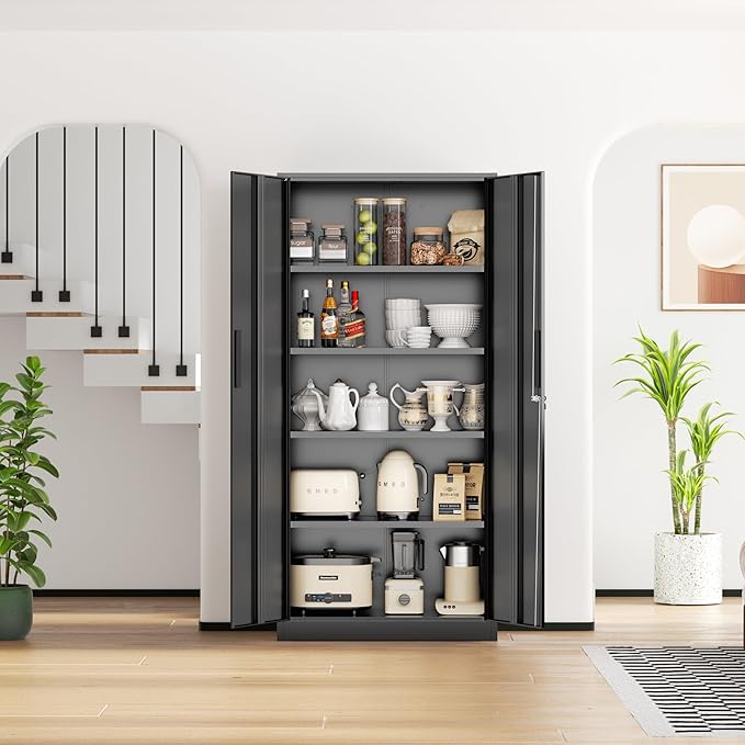 Crownland 72" Metal Storage Cabinet, Lockable Garage Storage Cabinets, High - Image 9