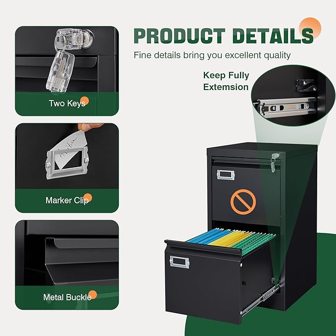 Letaya 2 Drawer File Cabinet - Image 4